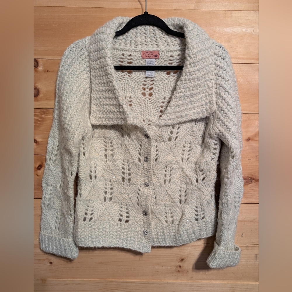 Anthropologie Elegant Cream Knit Cardigan, Absolutely Gorgeous Medium - Picture 2 of 5